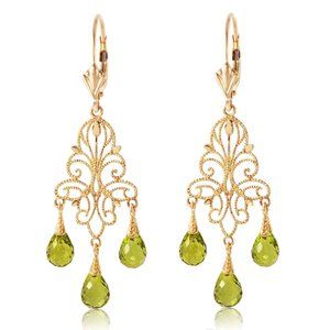14K GOLD CHANDELIERS EARRING WITH NATURAL PERIDOTS